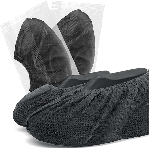 Wecare Protective Shoe Covers, Individually wrapped, 25 Pairs, Black, 25PK WMN100150 - main